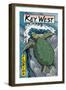 Key West, Florida - Sea Turtle Woodblock Print-Lantern Press-Framed Art Print