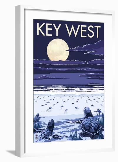 Key West, Florida - Sea Turtles Hatching-Lantern Press-Framed Art Print