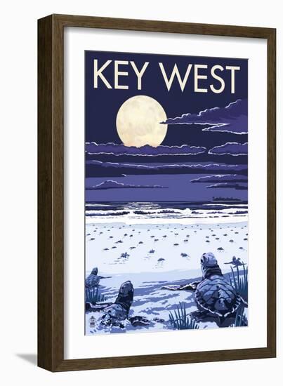 Key West, Florida - Sea Turtles Hatching-Lantern Press-Framed Art Print