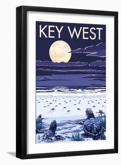 Key West, Florida - Sea Turtles Hatching-Lantern Press-Framed Art Print