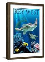 Key West, Florida - Sea Turtles-Lantern Press-Framed Art Print