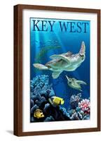 Key West, Florida - Sea Turtles-Lantern Press-Framed Art Print