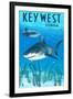 Key West, Florida - Sharks-Lantern Press-Framed Art Print