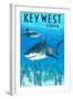 Key West, Florida - Sharks-Lantern Press-Framed Art Print