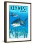 Key West, Florida - Sharks-Lantern Press-Framed Art Print