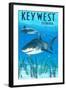 Key West, Florida - Sharks-Lantern Press-Framed Art Print