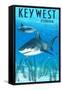 Key West, Florida - Sharks-Lantern Press-Framed Stretched Canvas