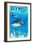 Key West, Florida - Sharks-Lantern Press-Framed Art Print