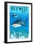 Key West, Florida - Sharks-Lantern Press-Framed Art Print