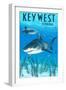 Key West, Florida - Sharks-Lantern Press-Framed Art Print
