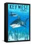 Key West, Florida - Sharks-Lantern Press-Framed Stretched Canvas