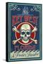 Key West, Florida - Skull and Crossbones-Lantern Press-Framed Stretched Canvas