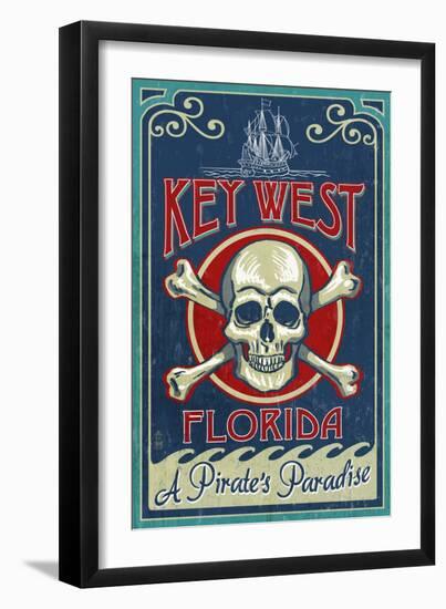 Key West, Florida - Skull and Crossbones-Lantern Press-Framed Art Print