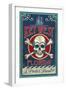 Key West, Florida - Skull and Crossbones-Lantern Press-Framed Art Print