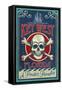 Key West, Florida - Skull and Crossbones-Lantern Press-Framed Stretched Canvas