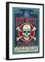 Key West, Florida - Skull and Crossbones-Lantern Press-Framed Art Print