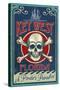 Key West, Florida - Skull and Crossbones-Lantern Press-Stretched Canvas