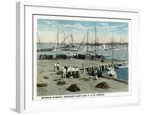 Key West, Florida - Sponge Market at P and O Docks-Lantern Press-Framed Art Print