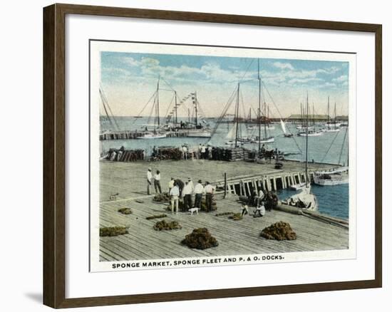 Key West, Florida - Sponge Market at P and O Docks-Lantern Press-Framed Art Print