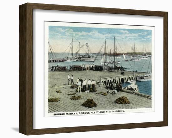 Key West, Florida - Sponge Market at P and O Docks-Lantern Press-Framed Art Print