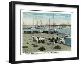 Key West, Florida - Sponge Market at P and O Docks-Lantern Press-Framed Art Print