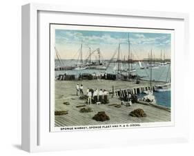 Key West, Florida - Sponge Market at P and O Docks-Lantern Press-Framed Art Print