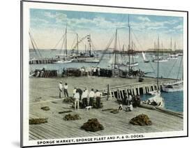 Key West, Florida - Sponge Market at P and O Docks-Lantern Press-Mounted Art Print