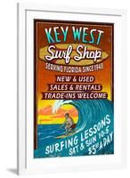 Key West, Florida - Surf Shop-Lantern Press-Framed Art Print