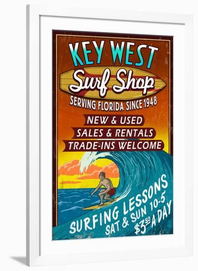 Key West, Florida - Surf Shop-Lantern Press-Framed Art Print