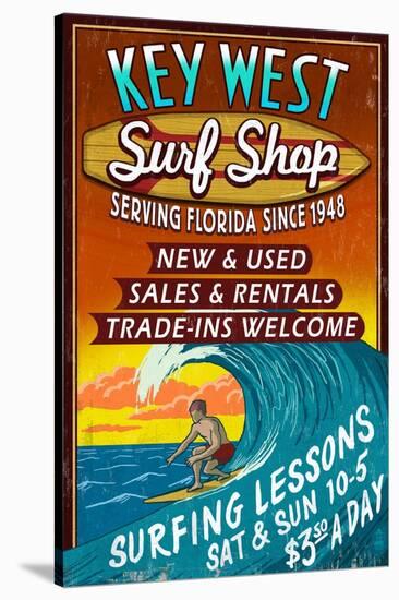 Key West, Florida - Surf Shop-Lantern Press-Stretched Canvas