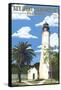 Key West Lighthouse, Florida Day Scene-Lantern Press-Framed Stretched Canvas