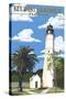 Key West Lighthouse, Florida Day Scene-Lantern Press-Stretched Canvas