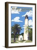 Key West Lighthouse, Florida Day Scene-Lantern Press-Framed Art Print