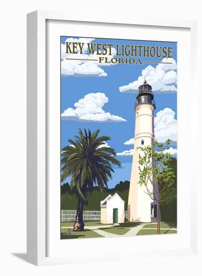 Key West Lighthouse, Florida Day Scene-Lantern Press-Framed Art Print