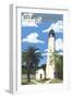 Key West Lighthouse, Florida Day Scene-Lantern Press-Framed Art Print