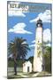 Key West Lighthouse, Florida Day Scene-Lantern Press-Mounted Art Print