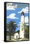 Key West Lighthouse, Florida Day Scene-Lantern Press-Framed Stretched Canvas