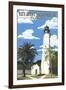 Key West Lighthouse, Florida Day Scene-Lantern Press-Framed Art Print