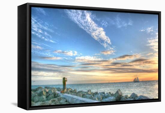 Key West Lone Figure Sunset-Robert Goldwitz-Framed Stretched Canvas