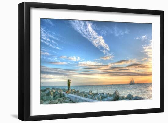 Key West Lone Figure Sunset-Robert Goldwitz-Framed Photographic Print