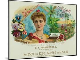 Key West Perfectos Brand Cigar Inner Box Label-Lantern Press-Mounted Art Print