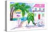 Key West Pink House and Signpost with Bike-M. Bleichner-Stretched Canvas