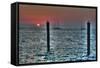 Key West Sunset Two Pilings-Robert Goldwitz-Framed Stretched Canvas