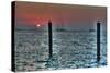 Key West Sunset Two Pilings-Robert Goldwitz-Stretched Canvas