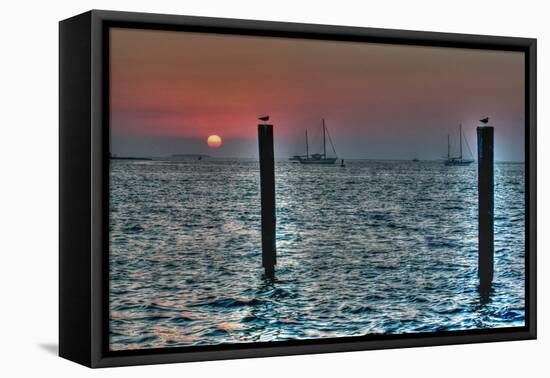 Key West Sunset Two Pilings-Robert Goldwitz-Framed Stretched Canvas
