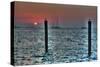 Key West Sunset Two Pilings-Robert Goldwitz-Stretched Canvas