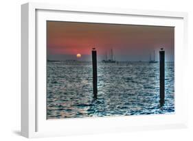 Key West Sunset Two Pilings-Robert Goldwitz-Framed Photographic Print