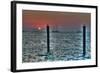 Key West Sunset Two Pilings-Robert Goldwitz-Framed Photographic Print