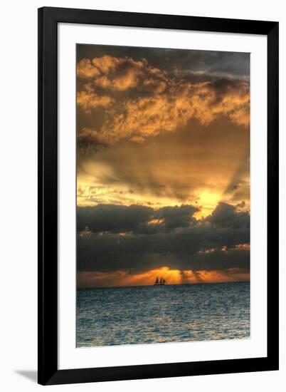 Key West Vertical with Schooner-Robert Goldwitz-Framed Photographic Print