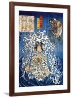 Keyamura Rokusuke under the Hikosan Gongen Waterfall-Kuniyoshi Utagawa-Framed Giclee Print